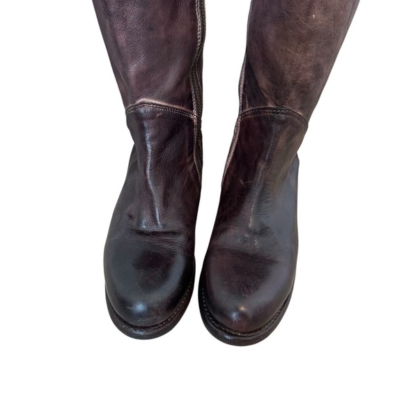 Bed Stu Manchester Boots Brown Leather Tall Equestrian Heel Lace Up Size 7.5 - Picture 6 of 11